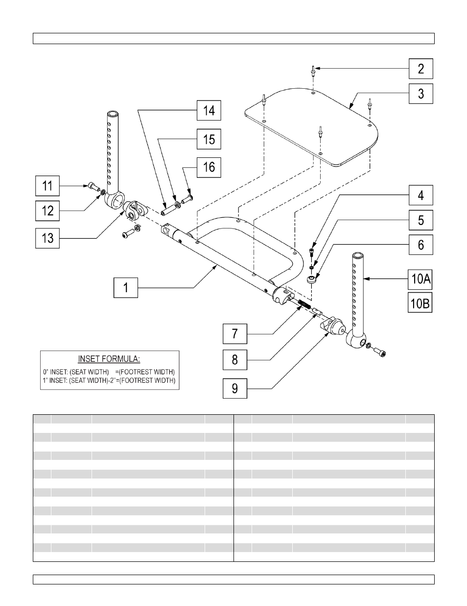 Tubular side latch footrest assm | Sunrise Medical Swing-Away and Fixed Front GTX User Manual | Page 71 / 115