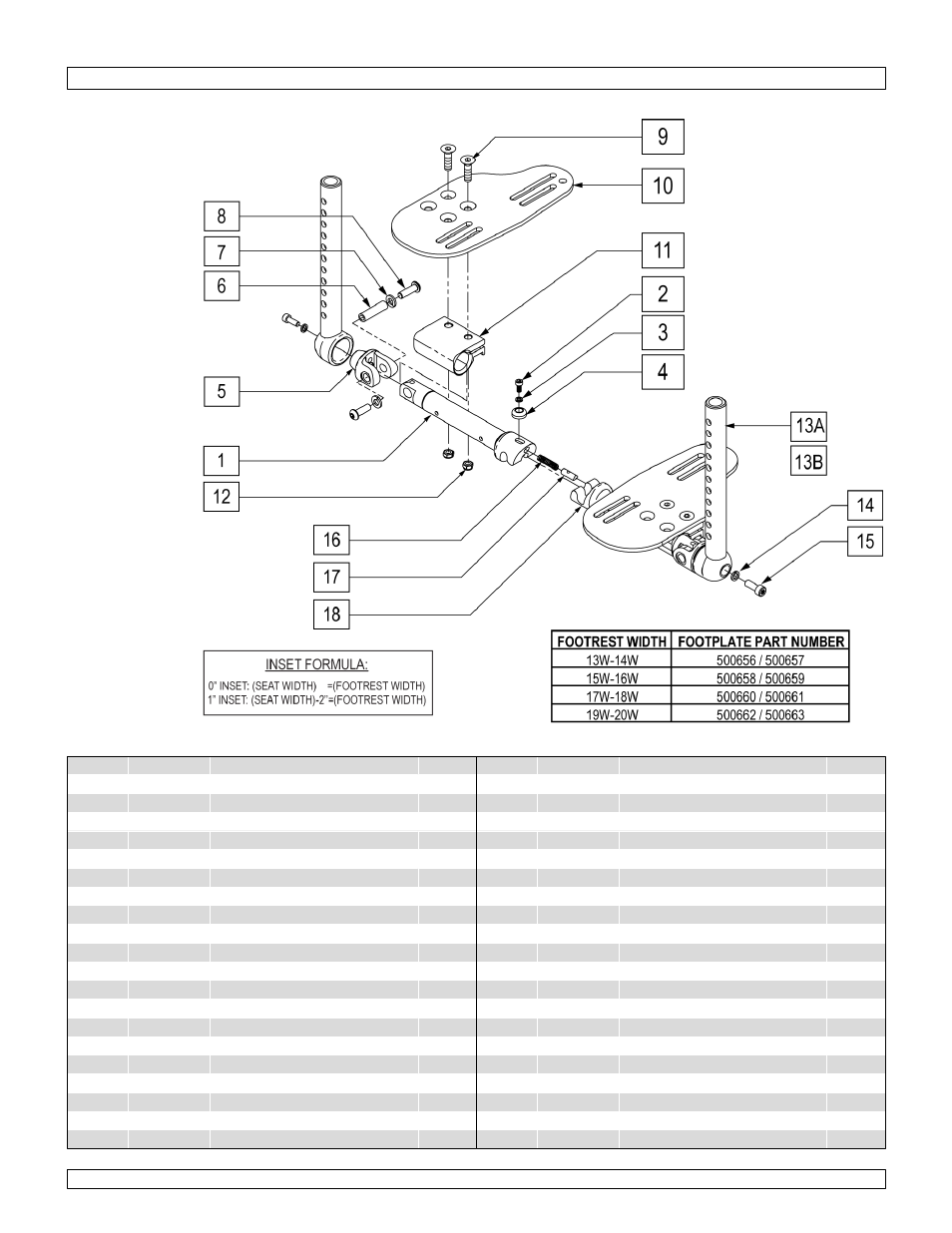 Split footrest assm | Sunrise Medical Swing-Away and Fixed Front GTX User Manual | Page 77 / 115
