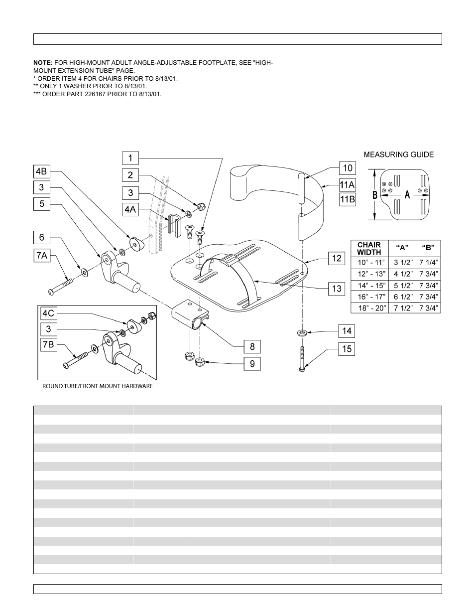 Adult angle-adjustable footplate ext mount | Sunrise Medical Swing-Away and Fixed Front GTX User Manual | Page 85 / 115