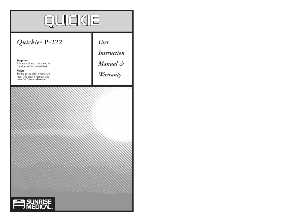 Sunrise Medical Quickie P-222 User Manual | 29 pages