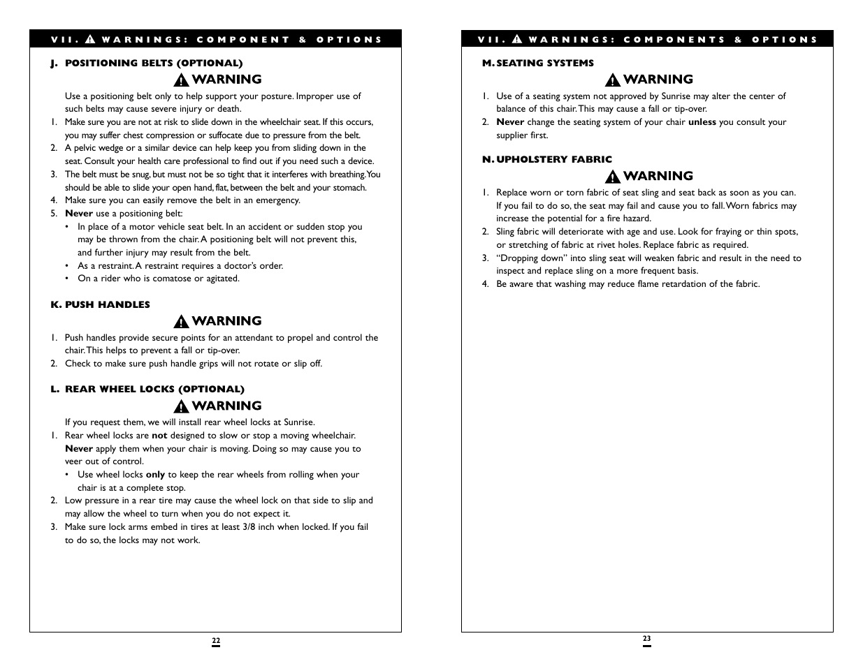 Sunrise Medical Wheelchair Quickie V-121 User Manual | Page 12 / 23