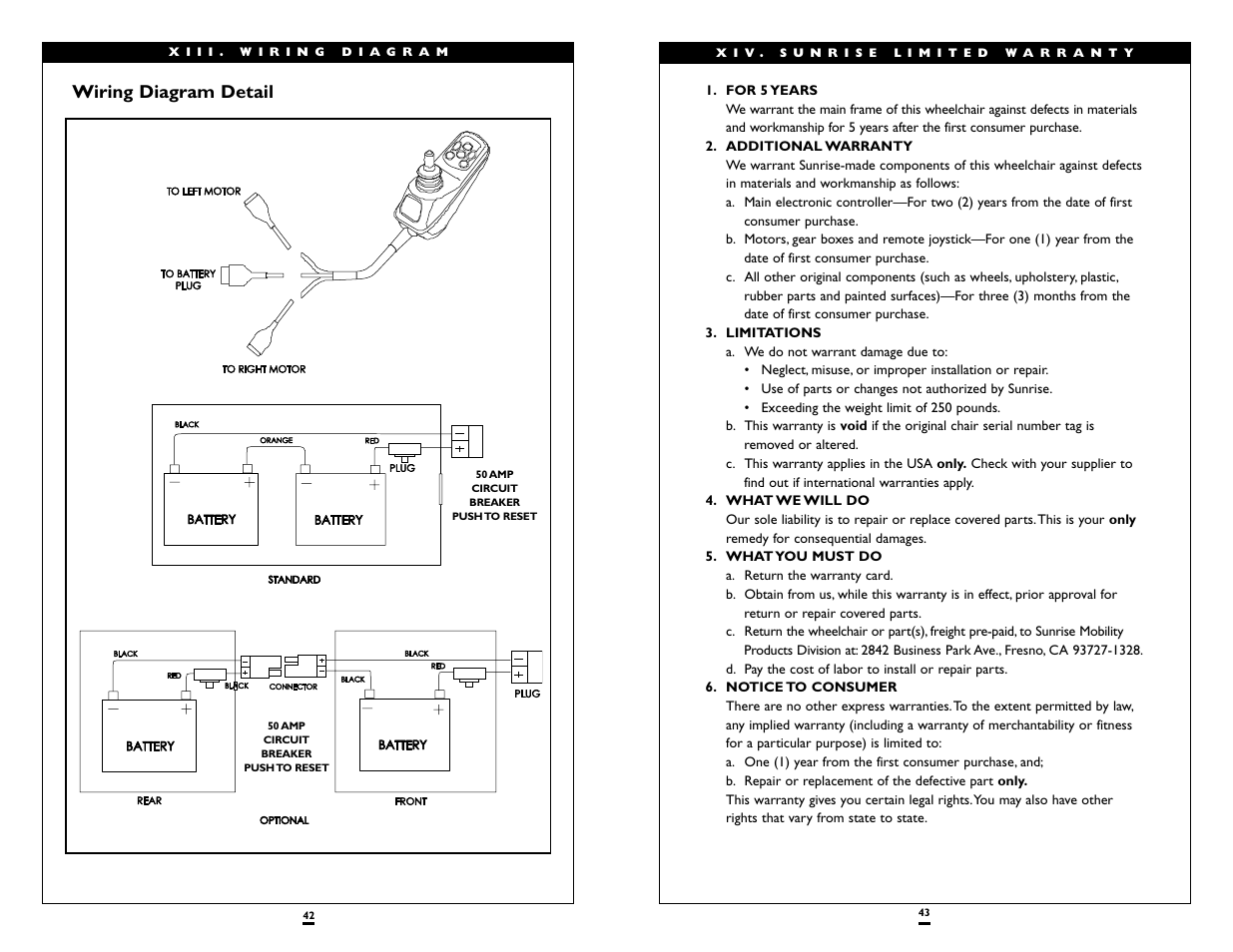 Wiring diagram detail | Sunrise Medical Wheelchair Quickie V-121 User Manual | Page 22 / 23