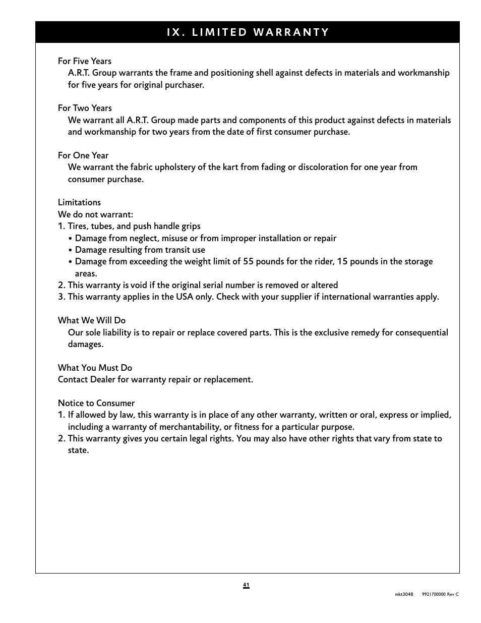 Sunrise Medical Kid Kart Xpress User Manual | Page 41 / 44