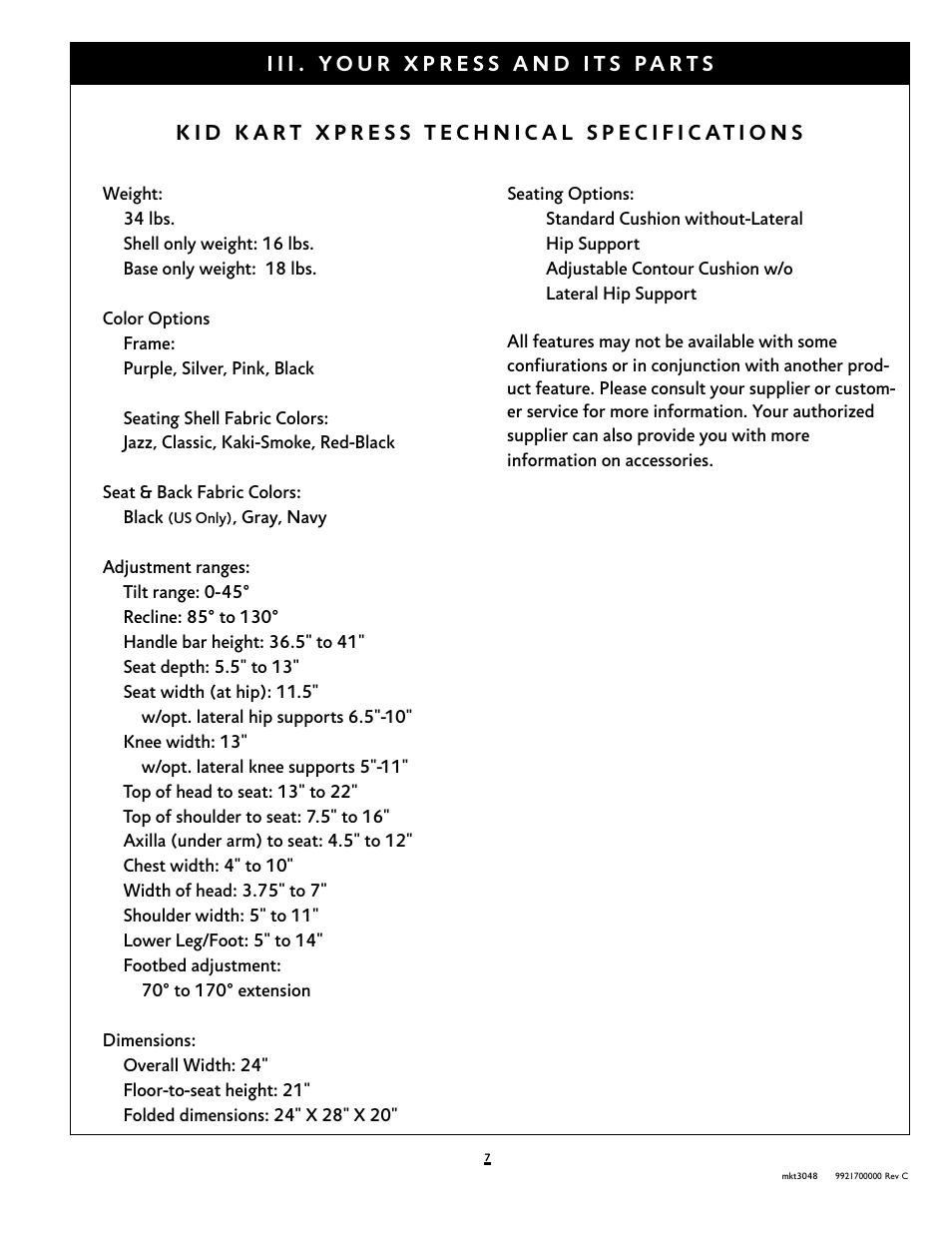 Sunrise Medical Kid Kart Xpress User Manual | Page 7 / 44