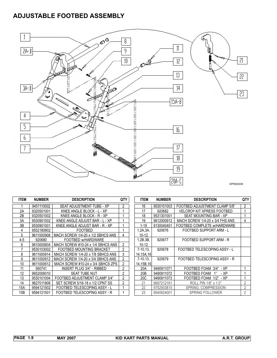 Adjustable footbed assembly | Sunrise Medical 2007 Kid Kart Stroller User Manual | Page 13 / 61