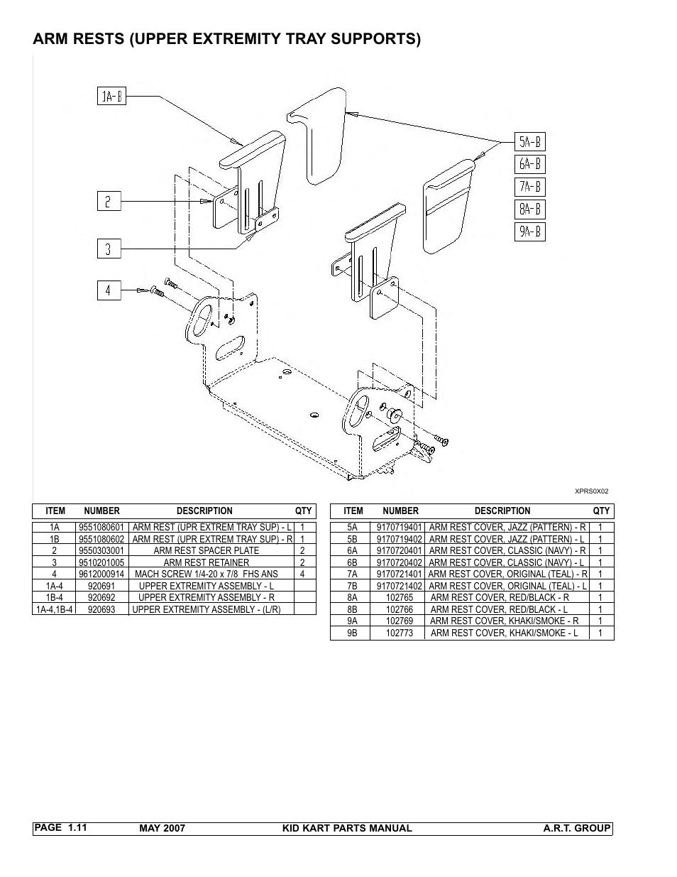 Arm rests (upper extremity tray supports) | Sunrise Medical 2007 Kid Kart Stroller User Manual | Page 15 / 61