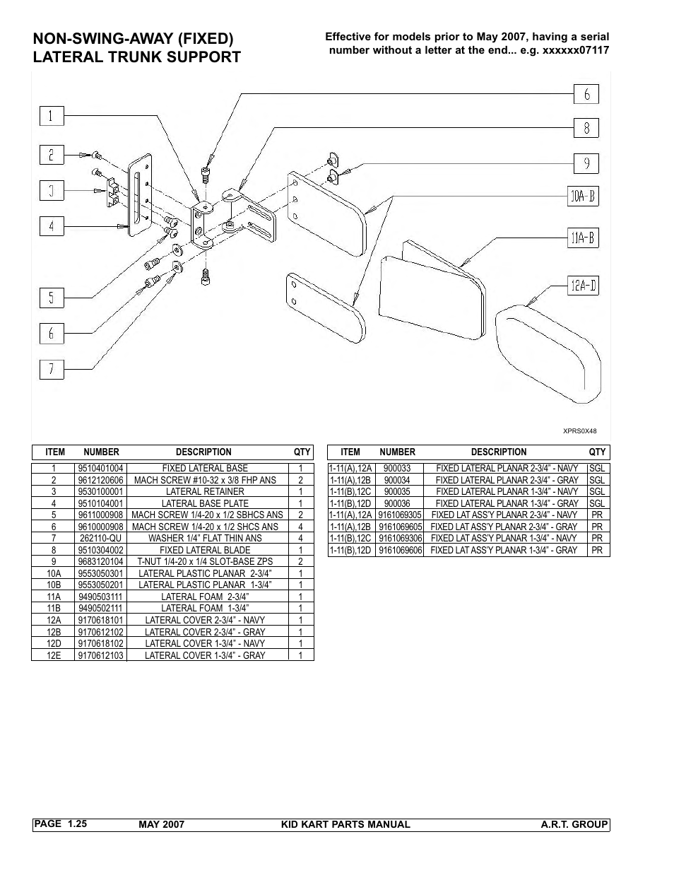 Non-swing-away (fixed) lateral trunk support | Sunrise Medical 2007 Kid Kart Stroller User Manual | Page 29 / 61
