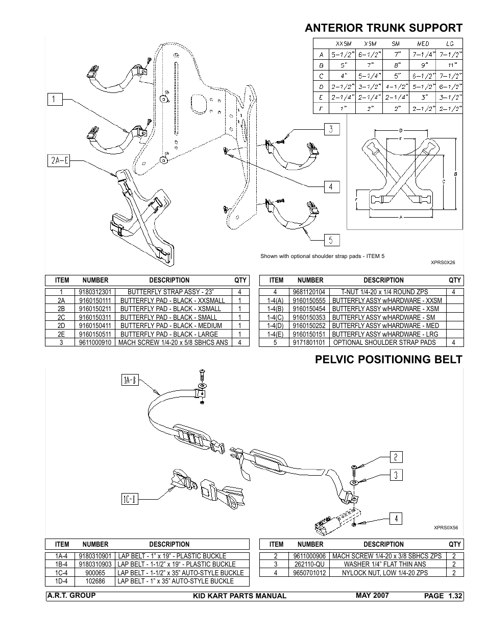 Anterior trunk support, Pelvic positioning belt | Sunrise Medical 2007 Kid Kart Stroller User Manual | Page 36 / 61