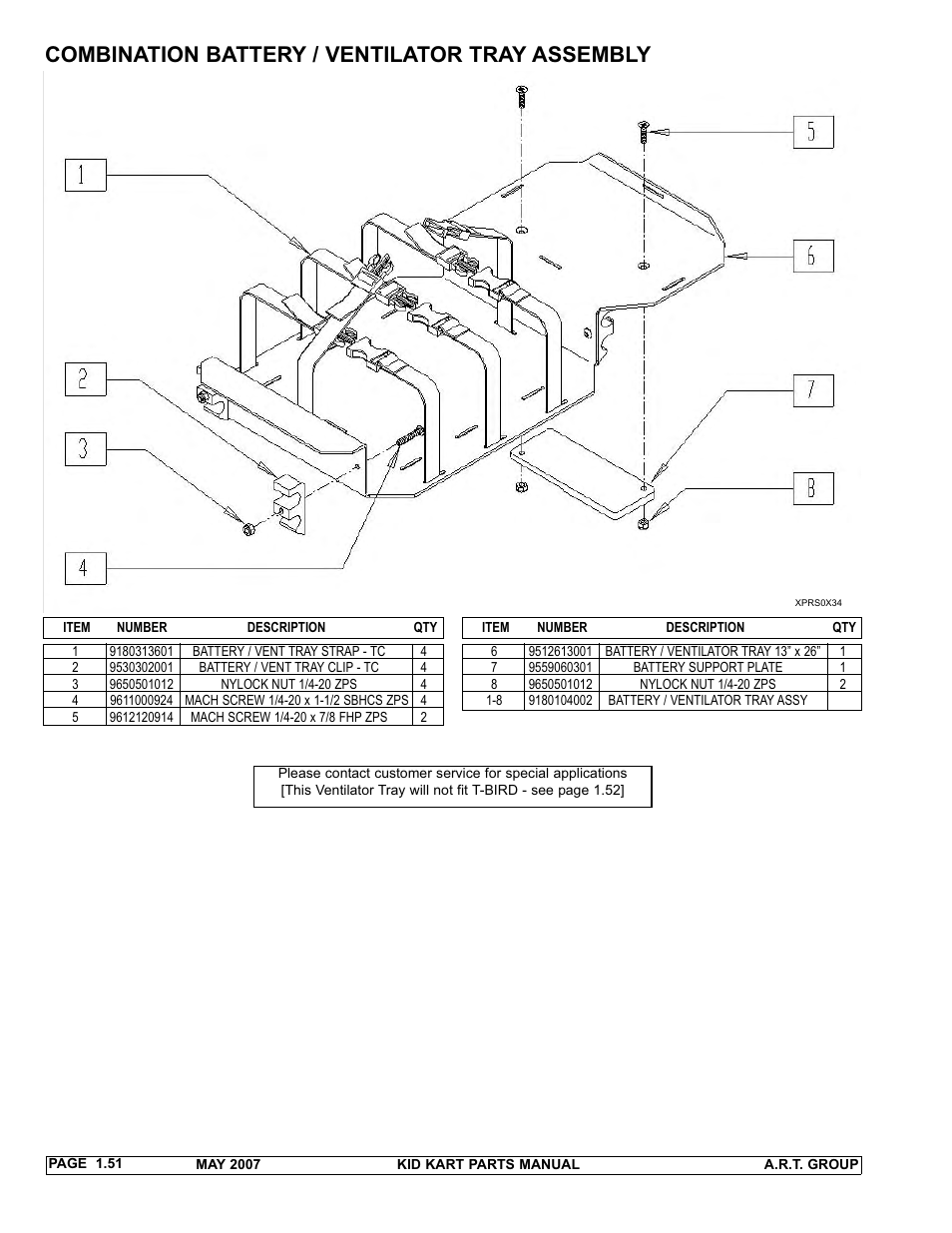 Combination battery / ventilator tray assembly | Sunrise Medical 2007 Kid Kart Stroller User Manual | Page 55 / 61