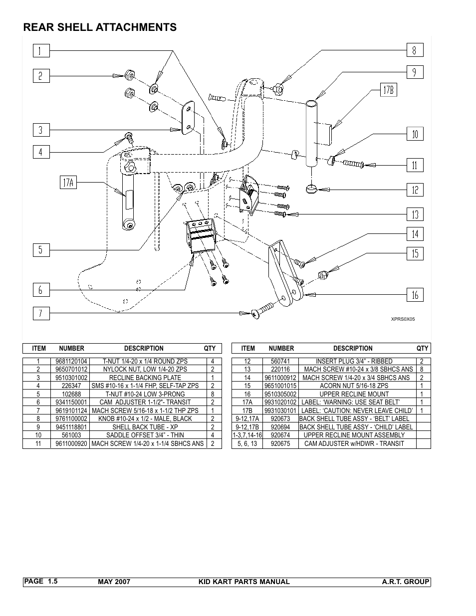 Rear shell attachments | Sunrise Medical 2007 Kid Kart Stroller User Manual | Page 9 / 61