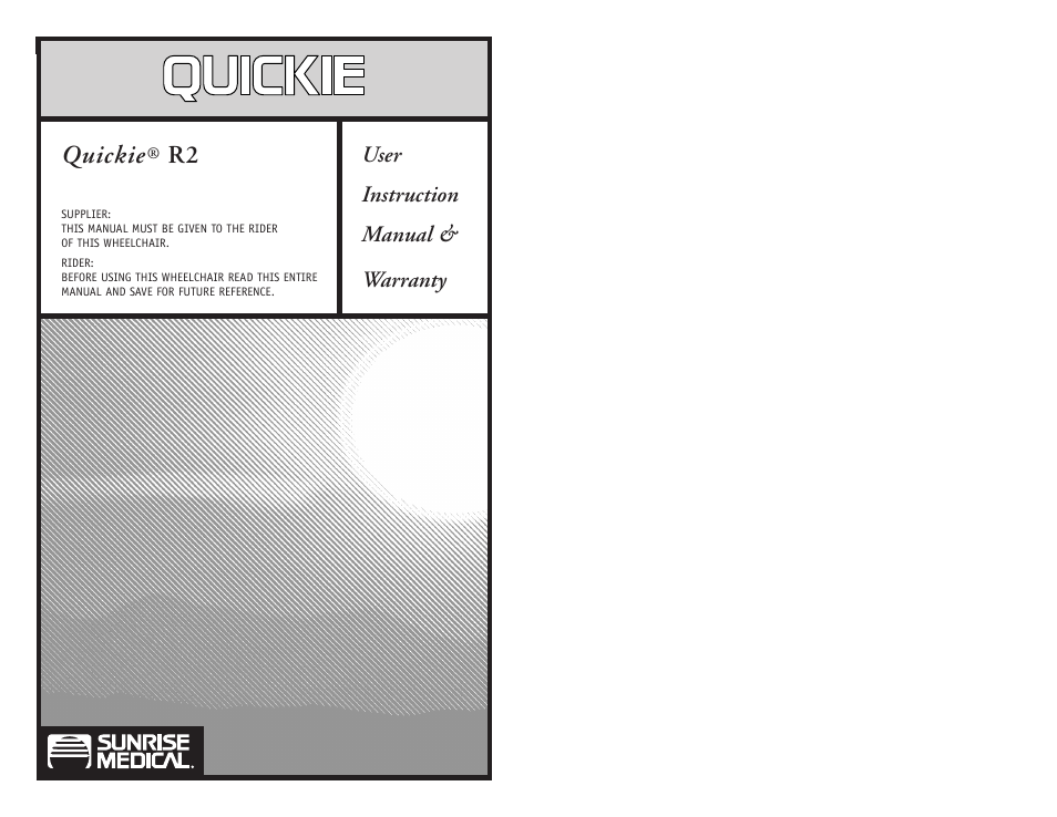 Sunrise Medical Quickie R2 User Manual | 21 pages