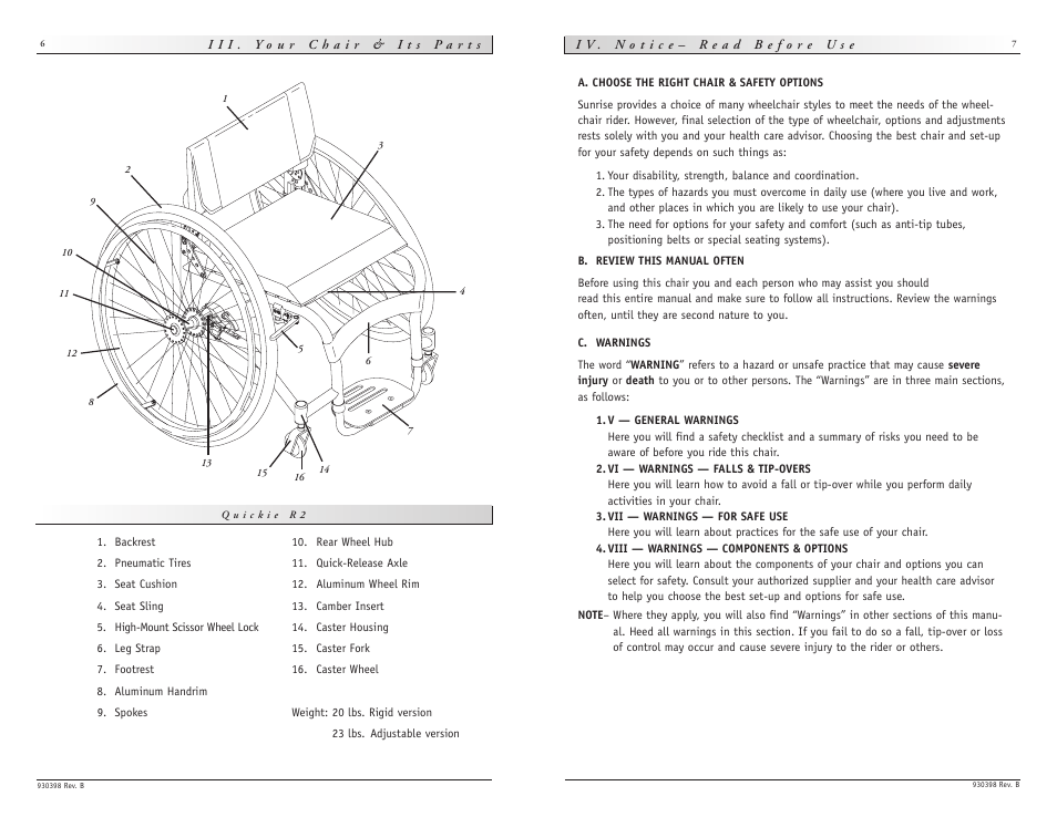 Sunrise Medical Quickie R2 User Manual | Page 4 / 21