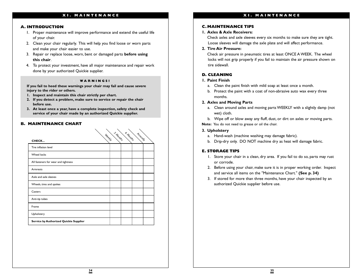 Sunrise Medical QUICKIE LXI User Manual | Page 18 / 20