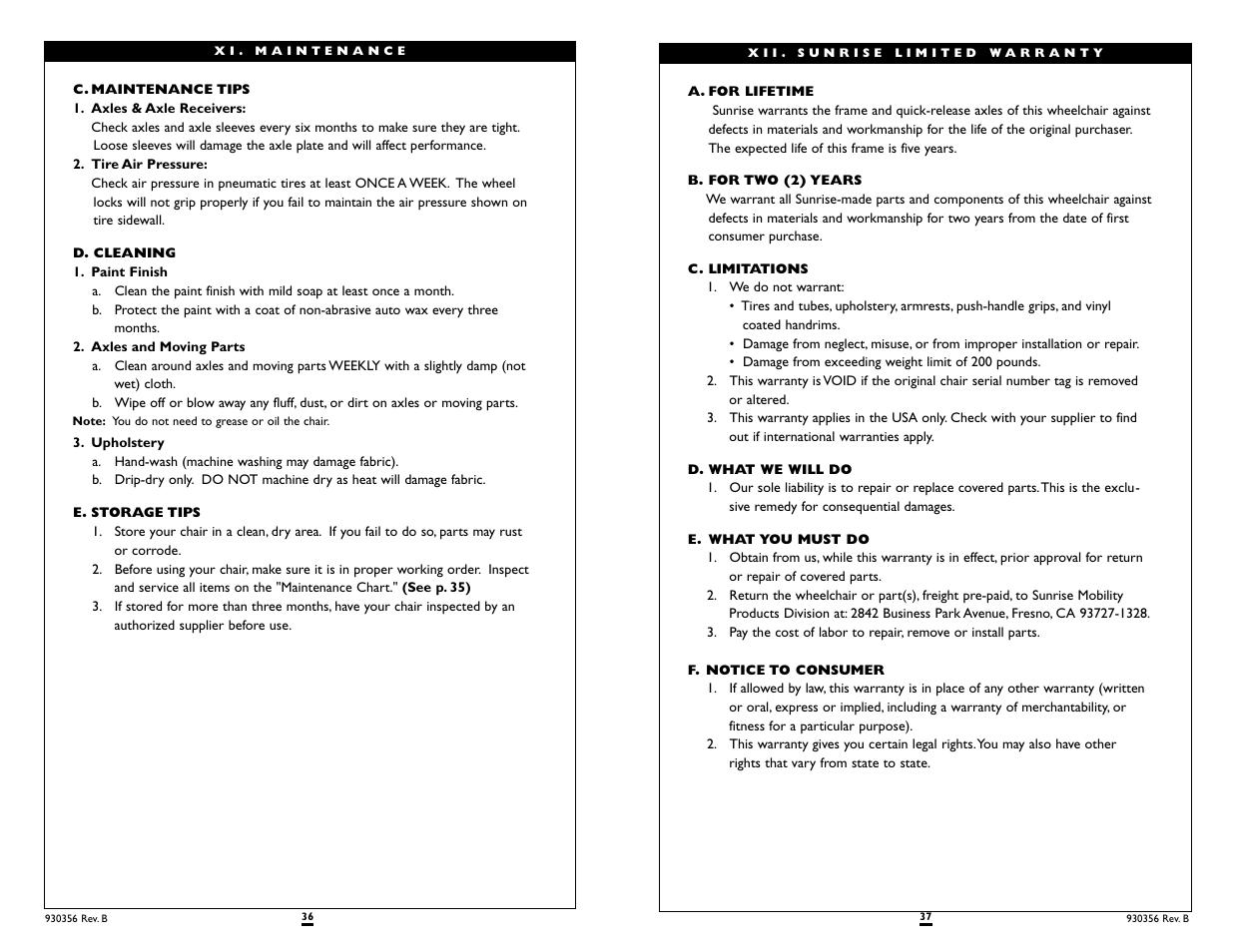 Sunrise Medical Quickie T45 User Manual | Page 19 / 21