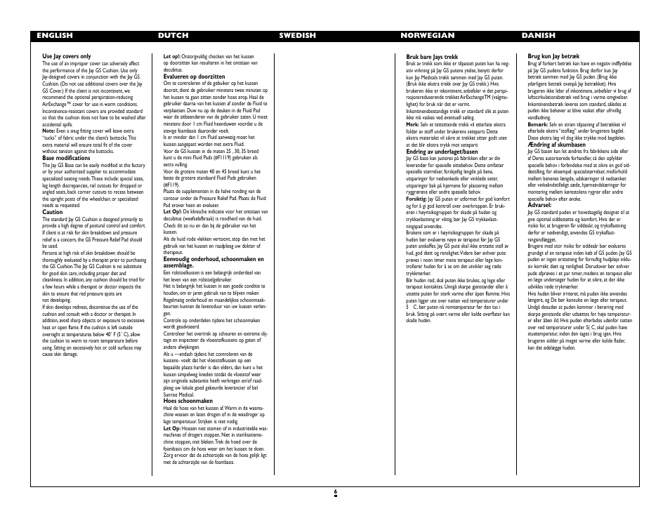 Sunrise Medical Cushion Jay GS User Manual | Page 6 / 10