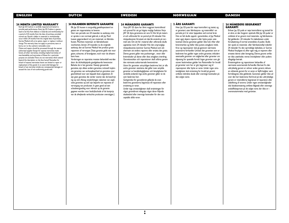 Sunrise Medical Cushion Jay GS User Manual | Page 9 / 10