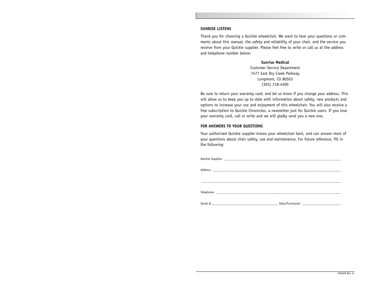 Sunrise Medical Quickie Match Point User Manual | Page 2 / 21