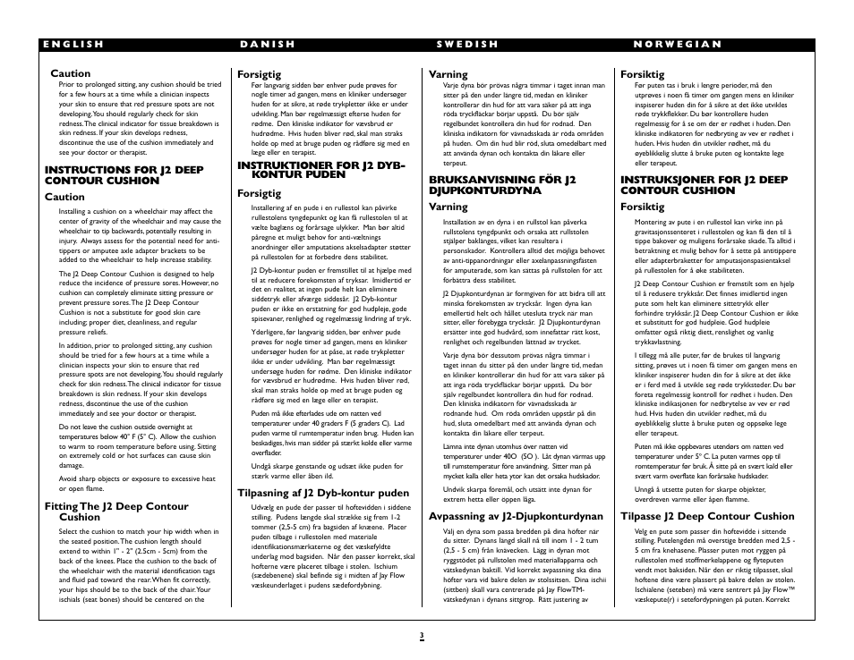 Sunrise Medical Deep Contour Cushion J2 User Manual | Page 3 / 10