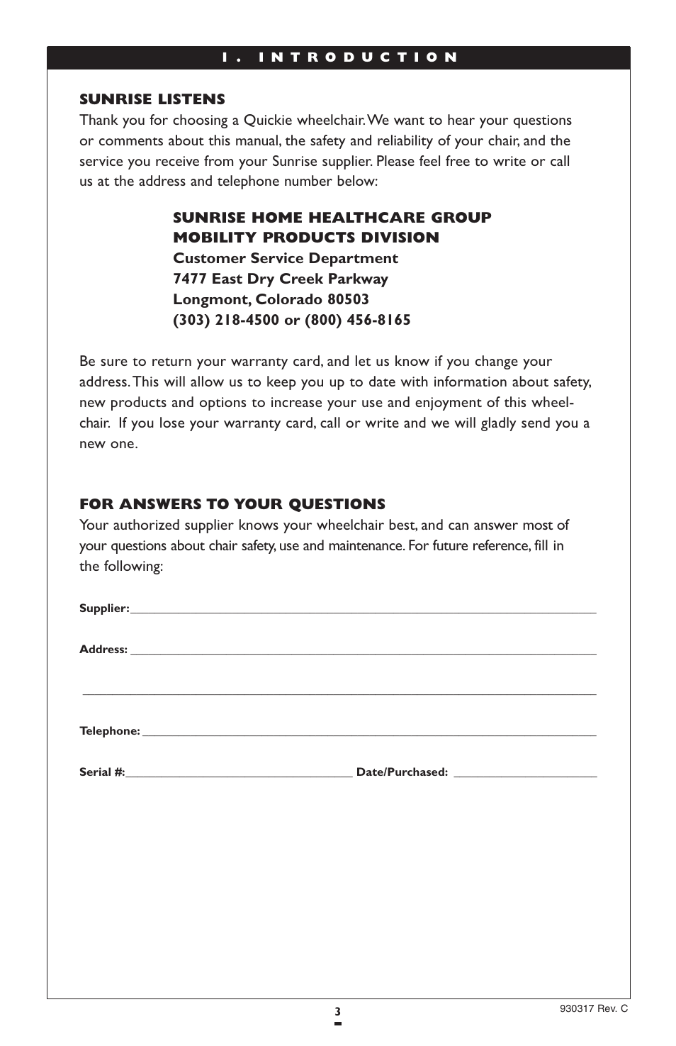Sunrise Medical Quickie P300 User Manual | Page 3 / 50