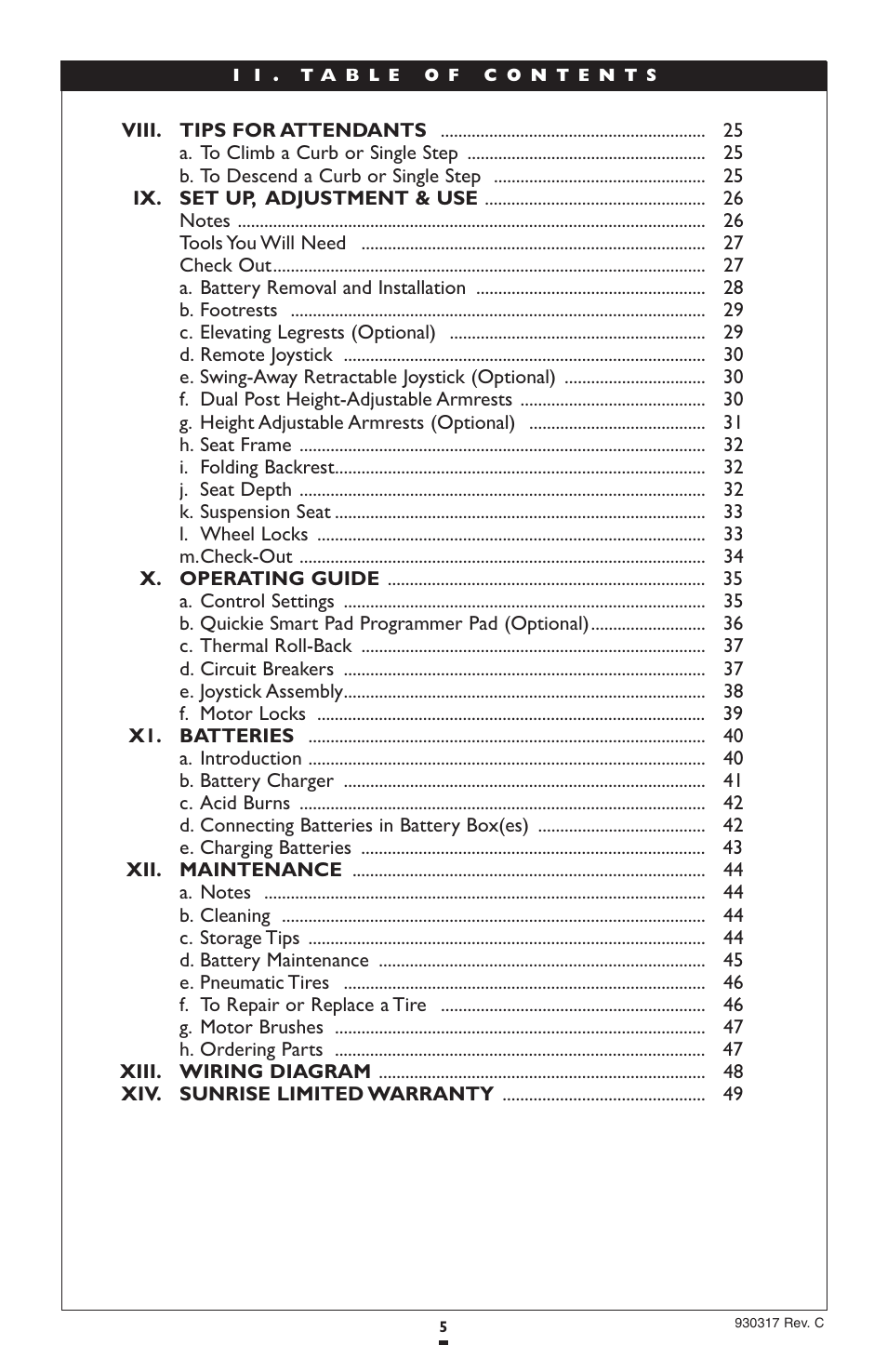 Sunrise Medical Quickie P300 User Manual | Page 5 / 50