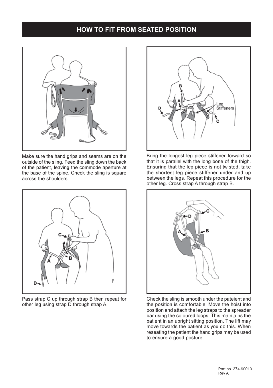 How to fit from seated position | Sunrise Medical HOYER 374-90010 User Manual | Page 2 / 4