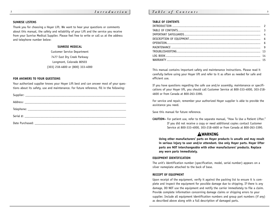 Sunrise Medical HPL600 User Manual | Page 2 / 9