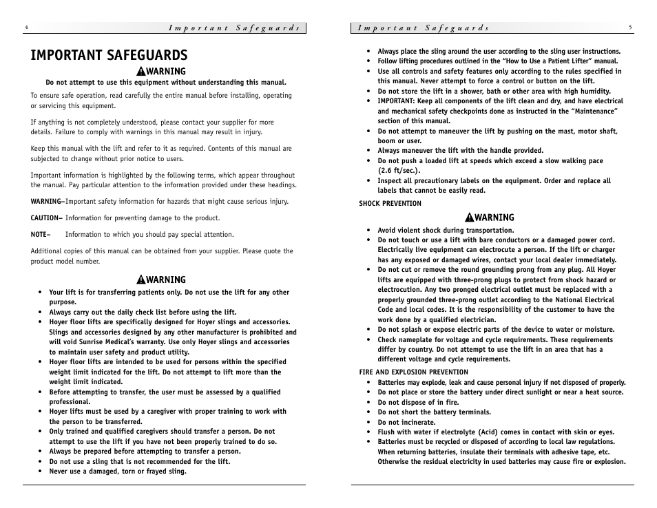 Important safeguards | Sunrise Medical HPL600 User Manual | Page 3 / 9
