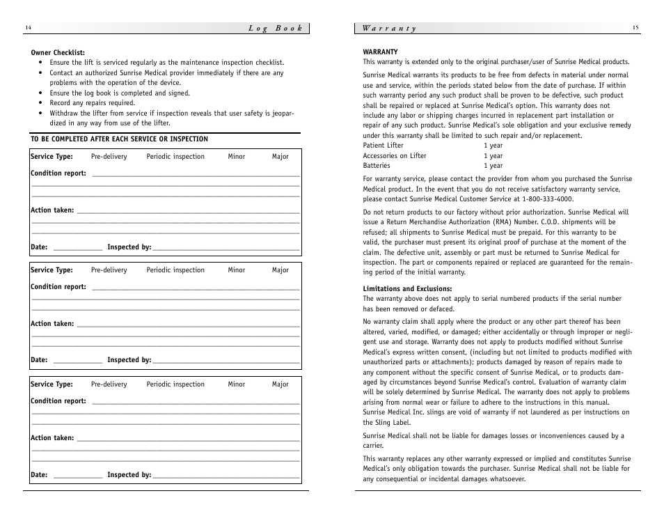 Sunrise Medical HPL600 User Manual | Page 8 / 9
