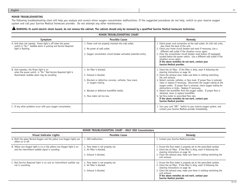Sunrise Medical DEVILBISS 515 SERIES User Manual | Page 19 / 28