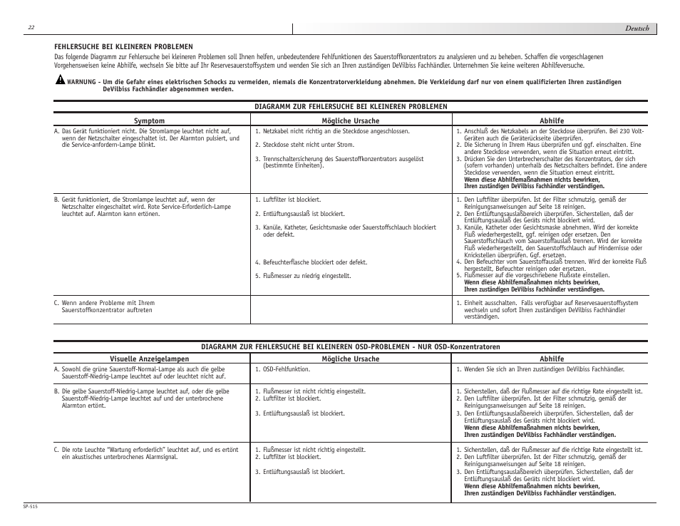 Sunrise Medical DEVILBISS 515 SERIES User Manual | Page 22 / 28