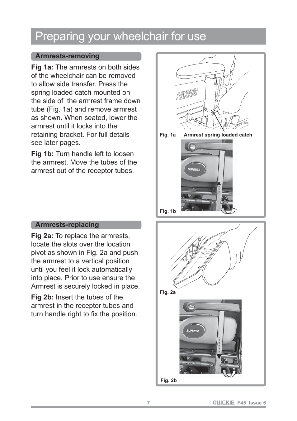 Preparing your wheelchair for use | Sunrise Medical F45 User Manual | Page 11 / 62