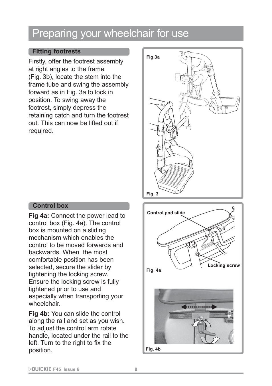 Preparing your wheelchair for use | Sunrise Medical F45 User Manual | Page 12 / 62