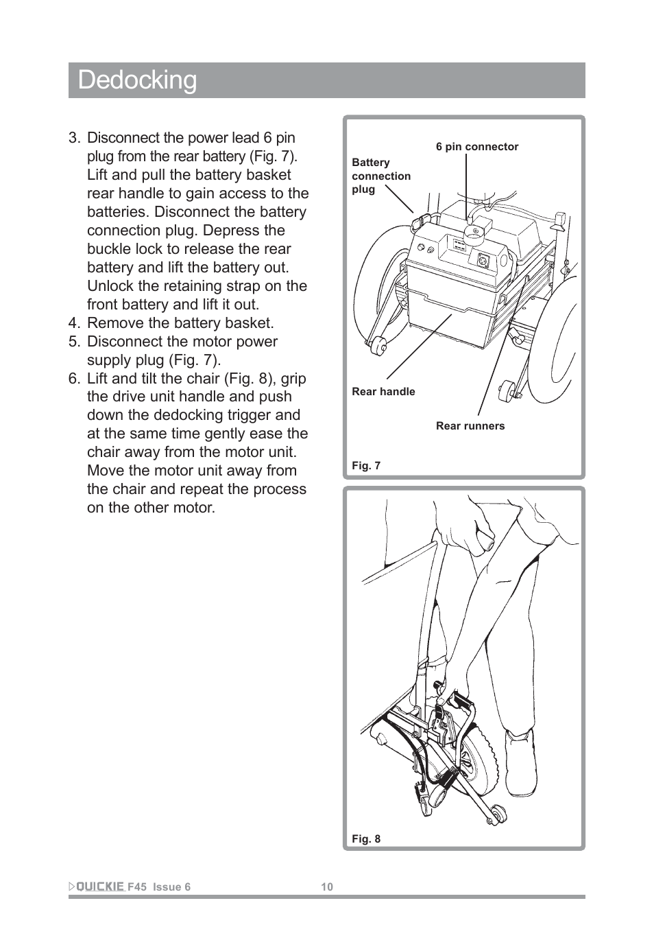 Dedocking | Sunrise Medical F45 User Manual | Page 14 / 62