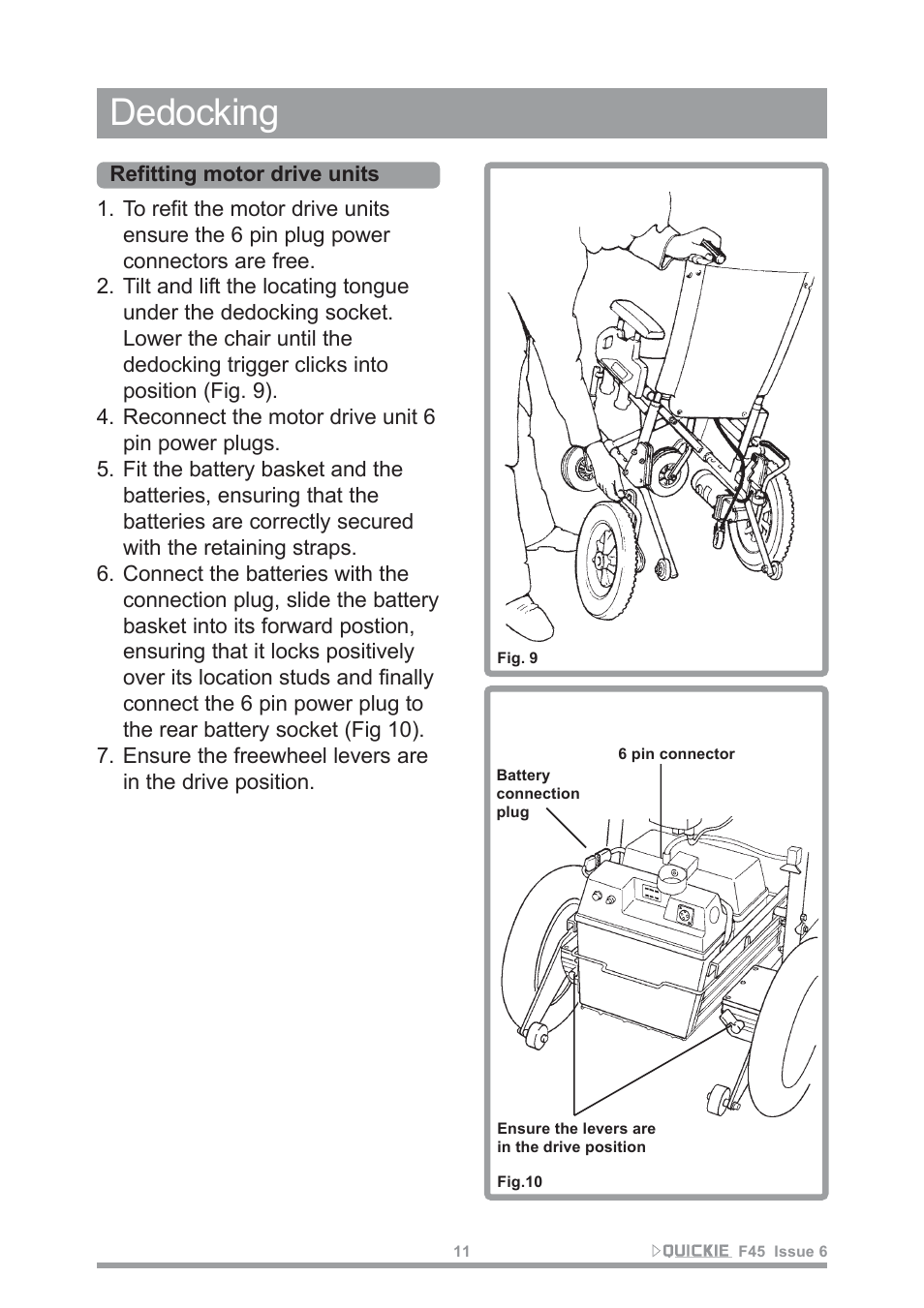 Dedocking | Sunrise Medical F45 User Manual | Page 15 / 62