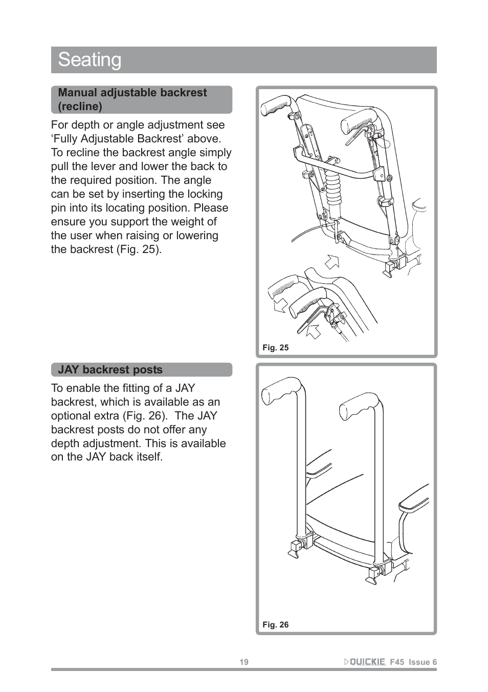Seating | Sunrise Medical F45 User Manual | Page 23 / 62