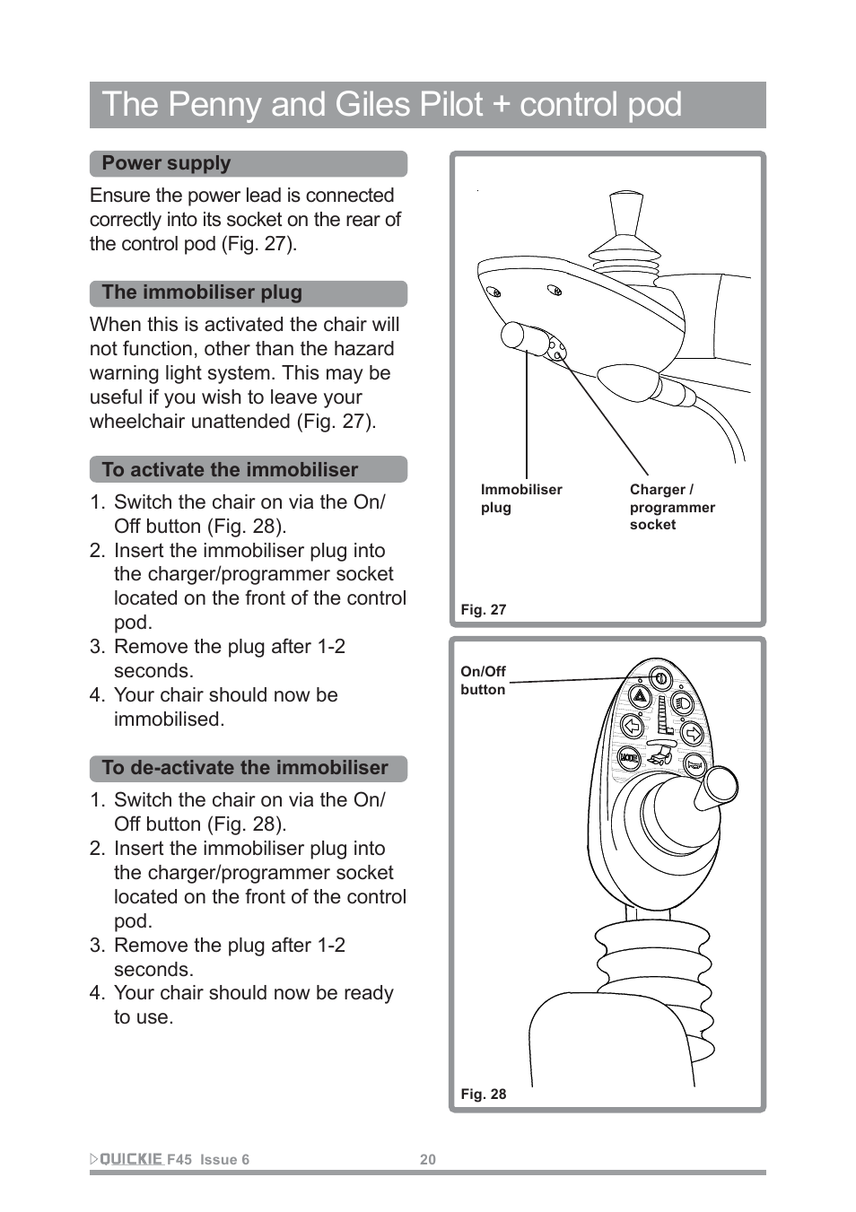 The penny and giles pilot + control pod | Sunrise Medical F45 User Manual | Page 24 / 62