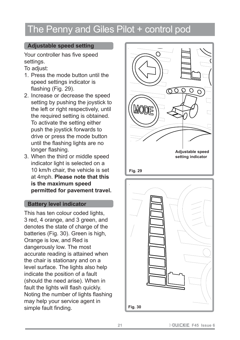 The penny and giles pilot + control pod | Sunrise Medical F45 User Manual | Page 25 / 62