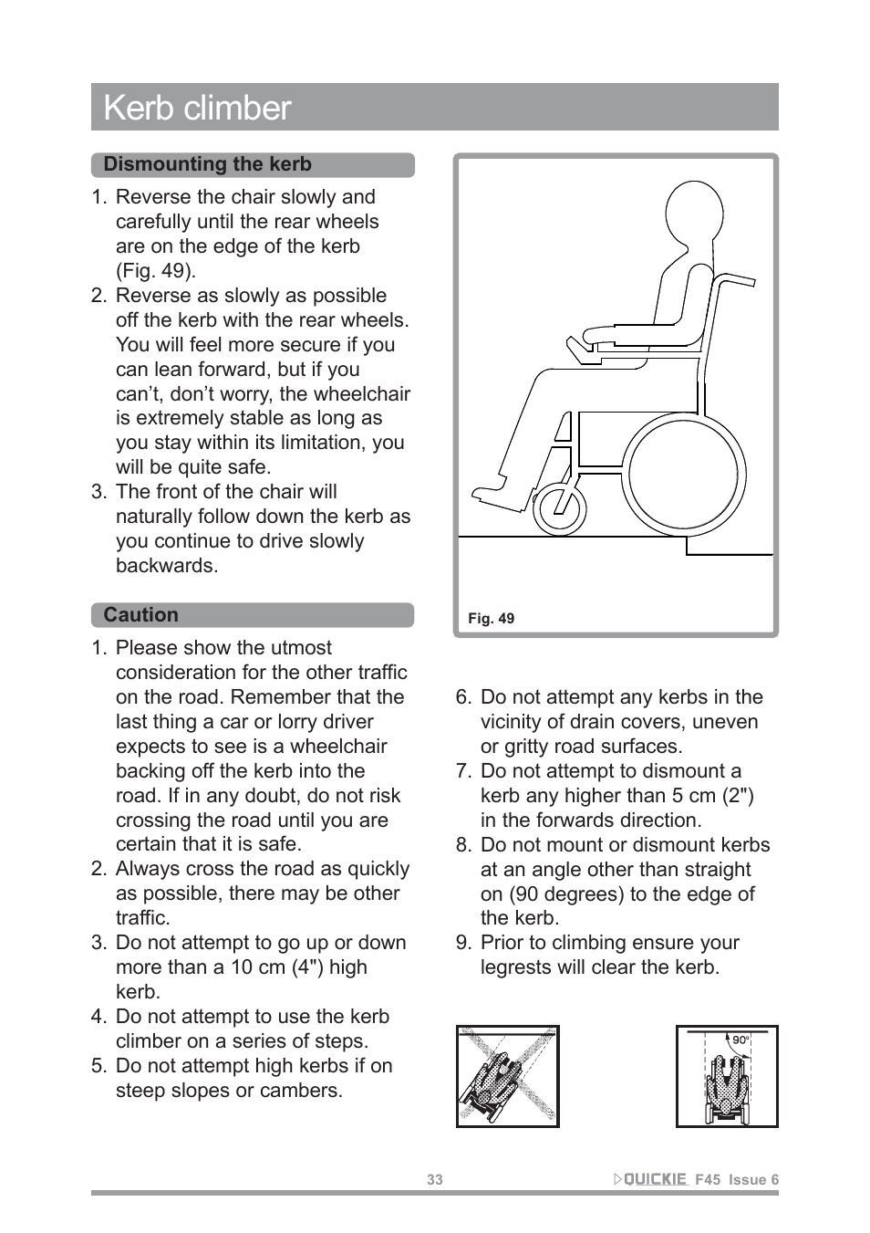 Kerb climber | Sunrise Medical F45 User Manual | Page 37 / 62