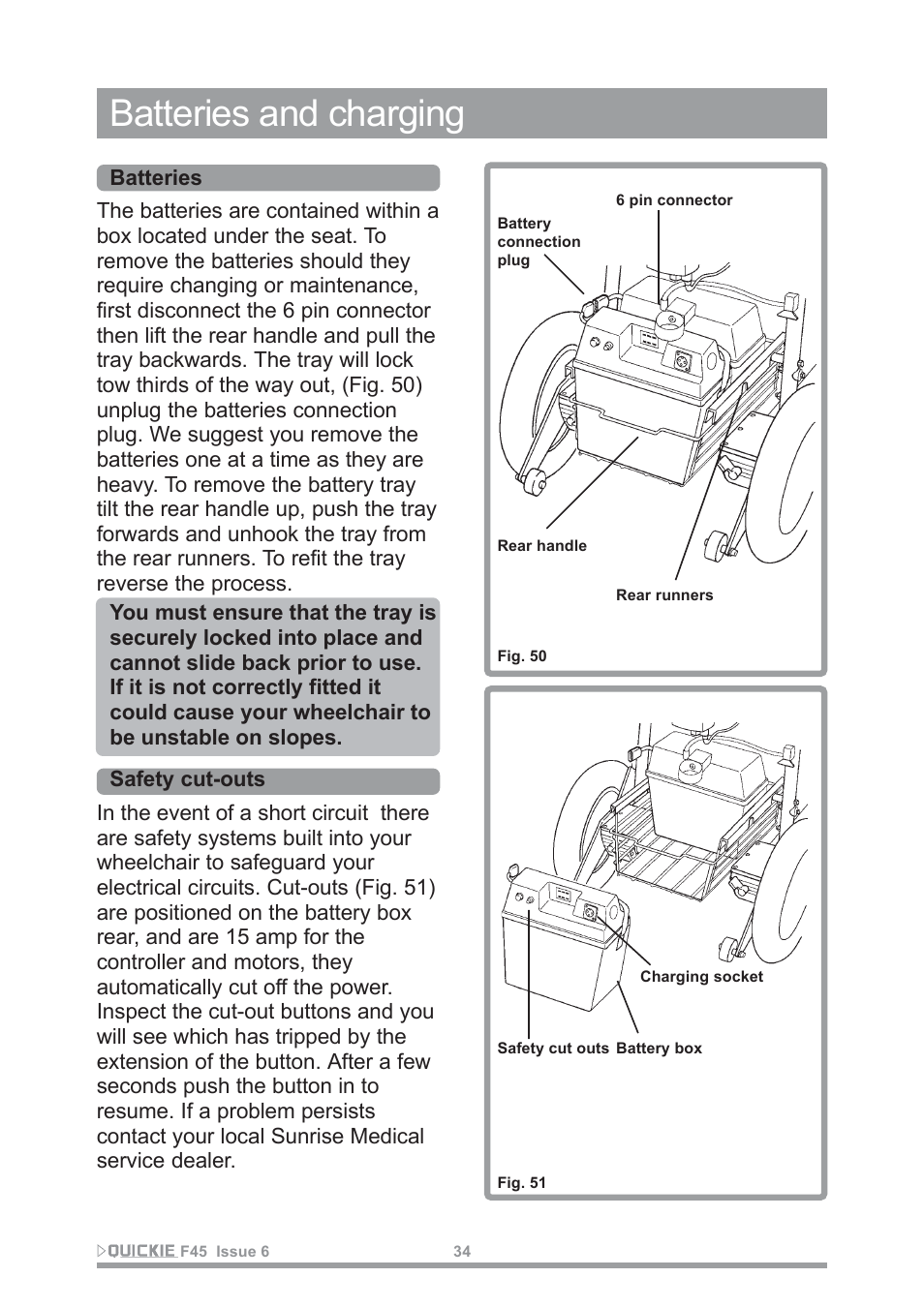 Batteries and charging | Sunrise Medical F45 User Manual | Page 38 / 62