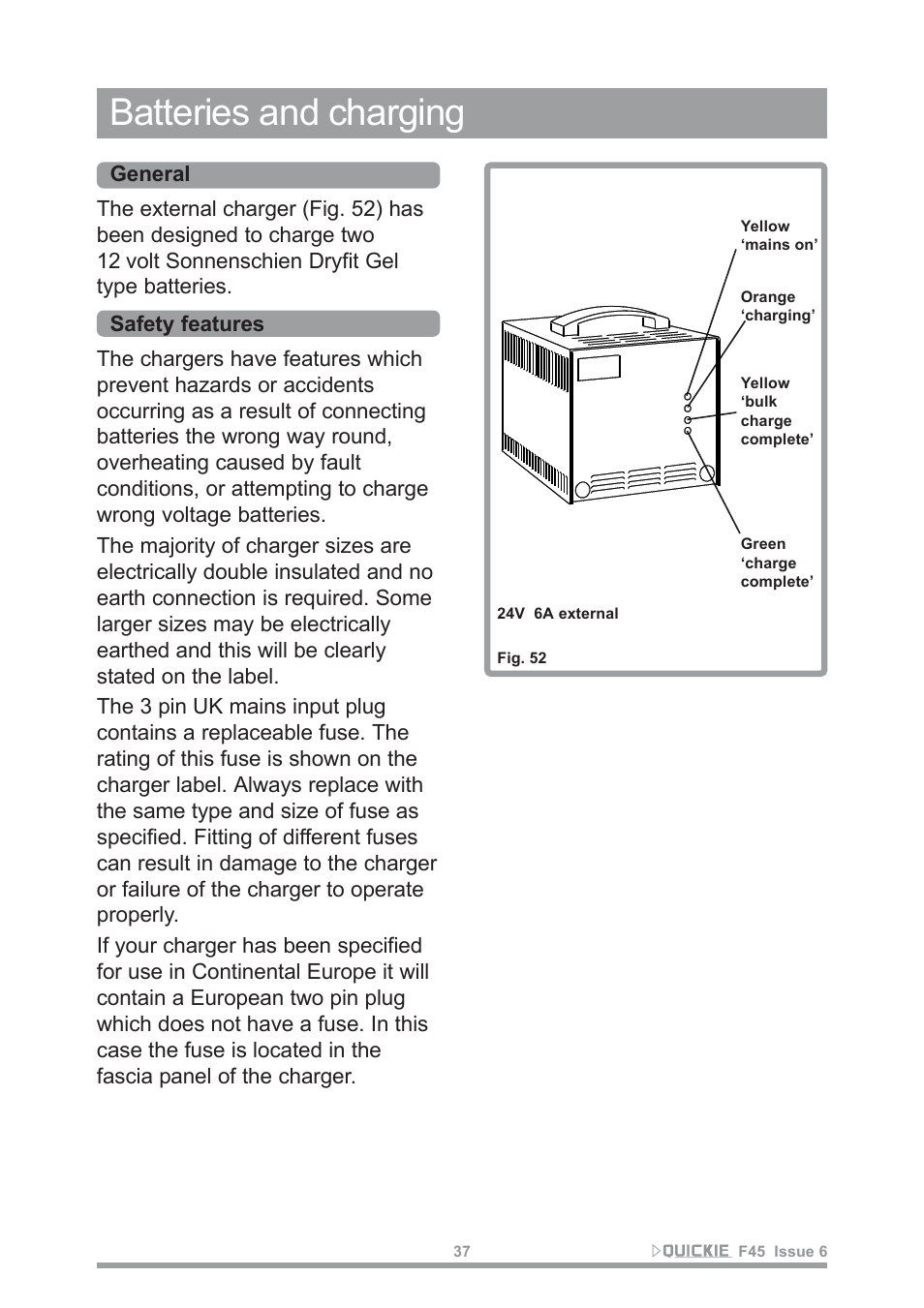 Batteries and charging | Sunrise Medical F45 User Manual | Page 41 / 62