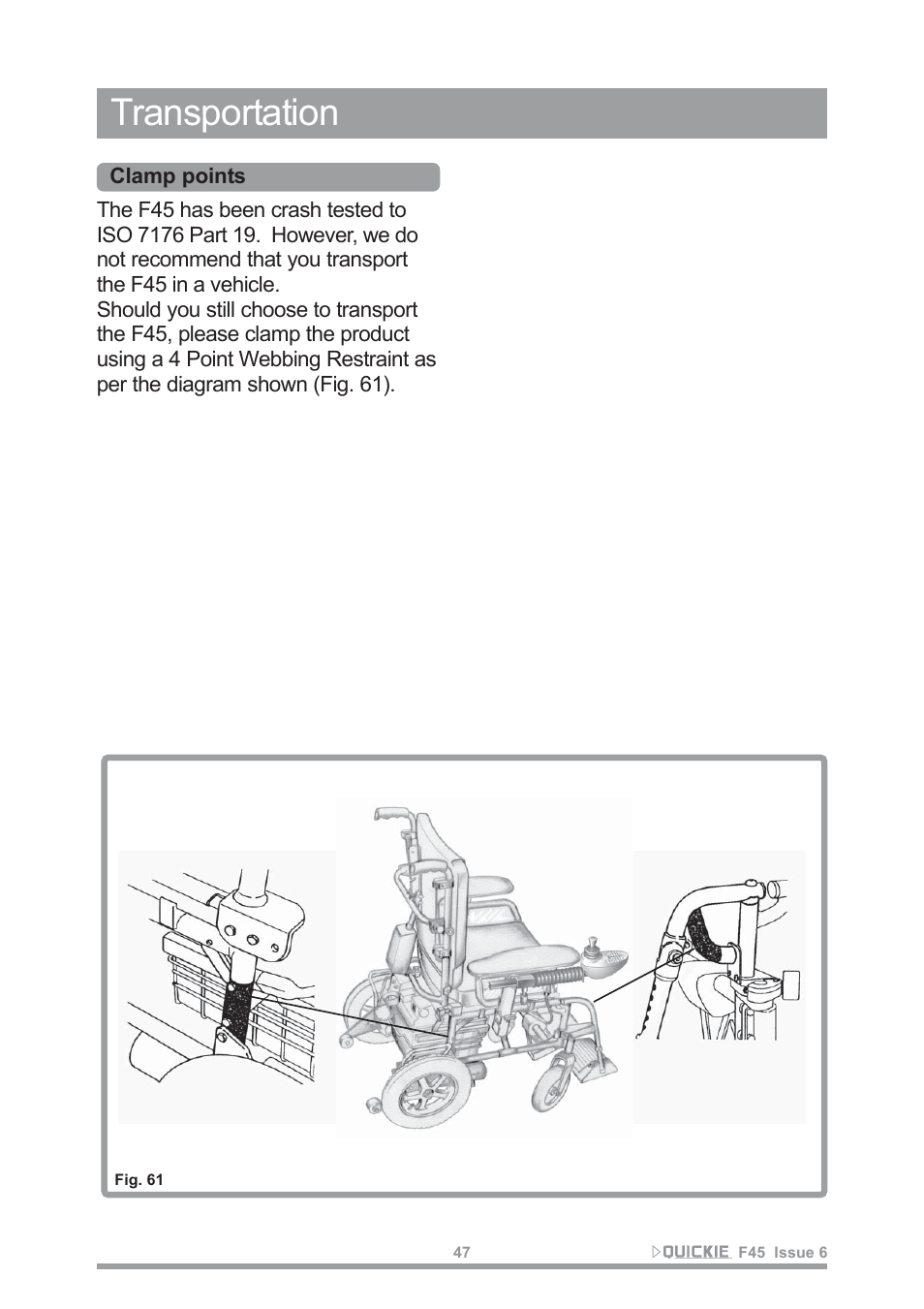 Transportation | Sunrise Medical F45 User Manual | Page 51 / 62