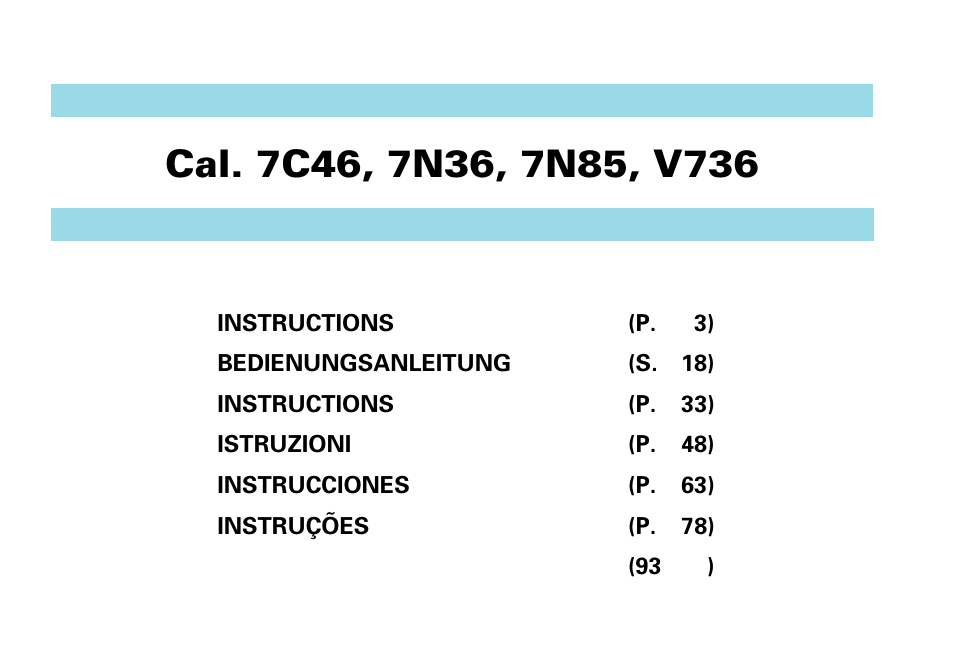 Seiko 7C46 User Manual | 17 pages