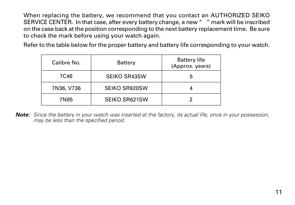 English | Seiko 7C46 User Manual | Page 11 / 17