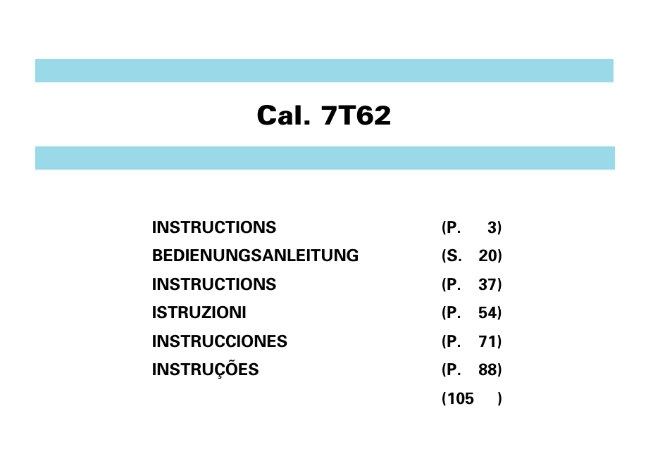 Seiko Cal.7T62 User Manual | 19 pages