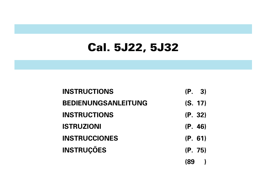 Seiko Cal. 5J22 5J32 User Manual | 16 pages