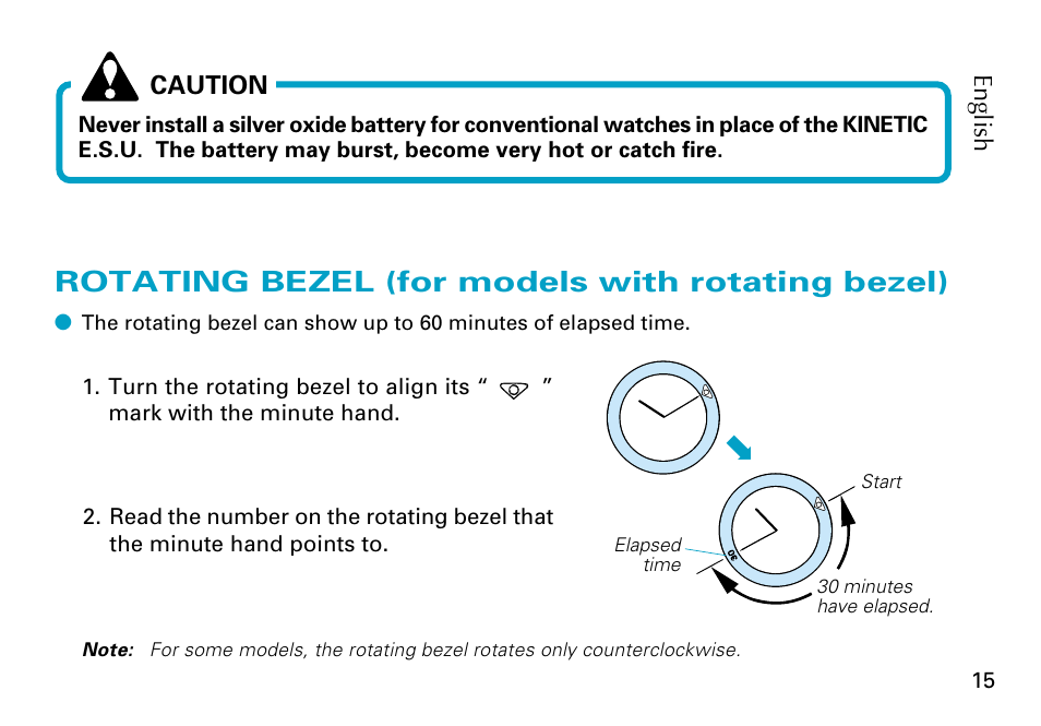 Rotating bezel (for models with rotating bezel) | Seiko Cal. 5J22 5J32 User Manual | Page 15 / 16