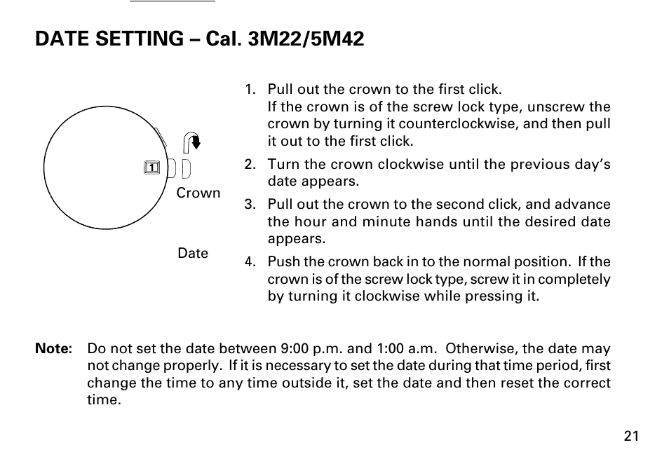 Seiko KINETIC 5M43 User Manual | Page 21 / 28