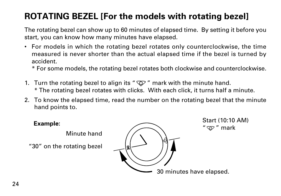 Rotating bezel [for the models with rotating bezel | Seiko KINETIC 5M43 User Manual | Page 24 / 28