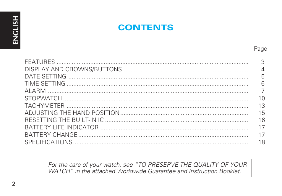 Seiko Y182 User Manual | Page 2 / 18