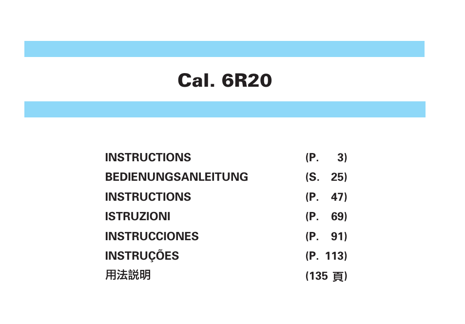 Seiko CAL. 6R20 User Manual | 23 pages